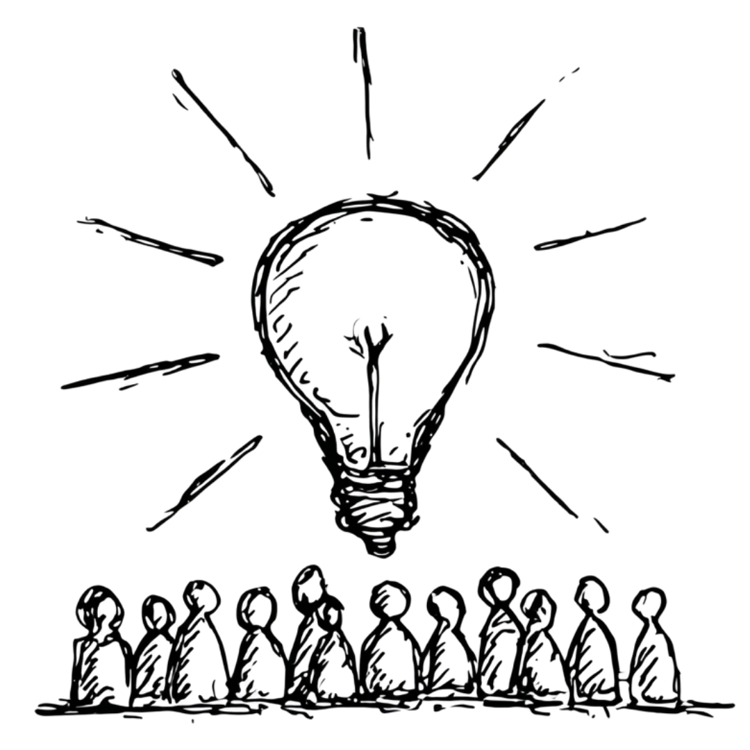 Lightbulb with audience illustration